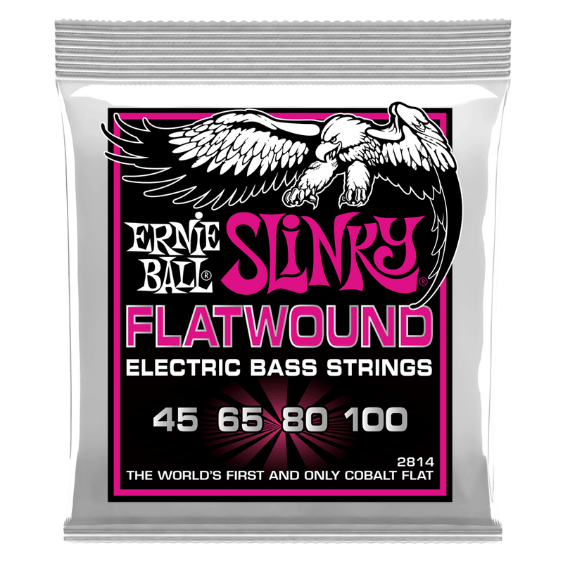 Ernie Ball 2814 SUPER SLINKY FLATWOUND ELECTRIC BASS STRINGS 45-100 GAUGE Ernie Ball bass strings.