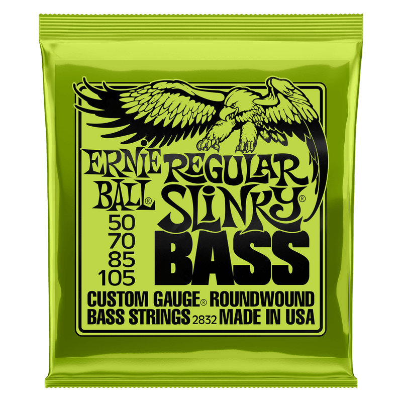 Ernie Ball 2832 Regular Slinky Nickel Wound Electric Bass Strings 50-105 Gauge are Ernie Ball Nickel Wound Electric Bass Strings that produce a bright tone.