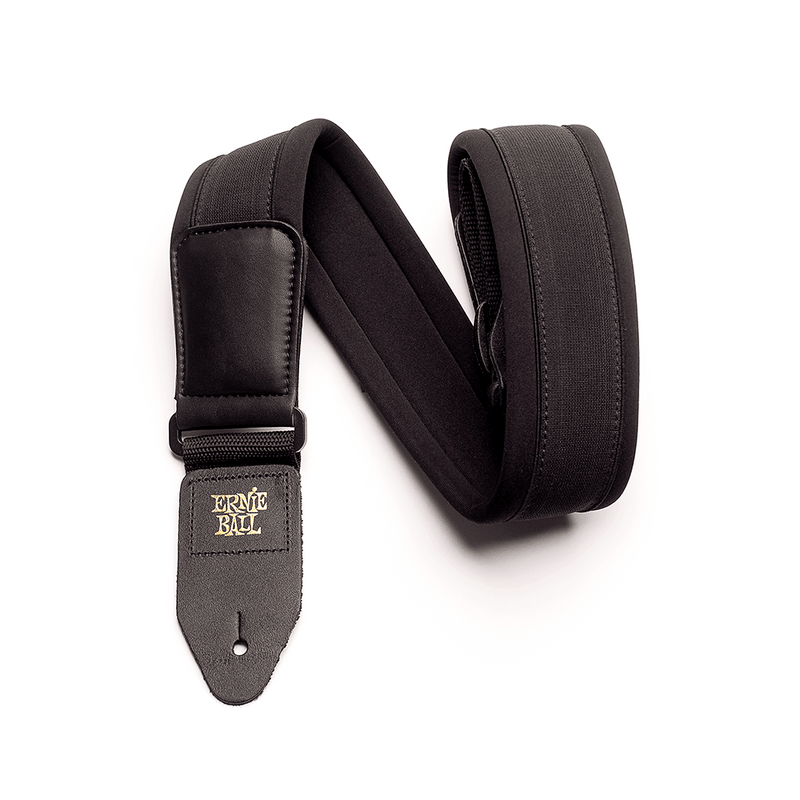 An Ernie Ball 4144 Comfort Guitar Strap/Bass Strap - Padded Neoprene with a gold buckle, offering comfort and security.