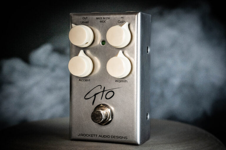 The J. Rockett Audio Designs GTO Guthrie Trapp Overdrive, a Nashville session overdrive pedal, features two knobs for metal enthusiasts.