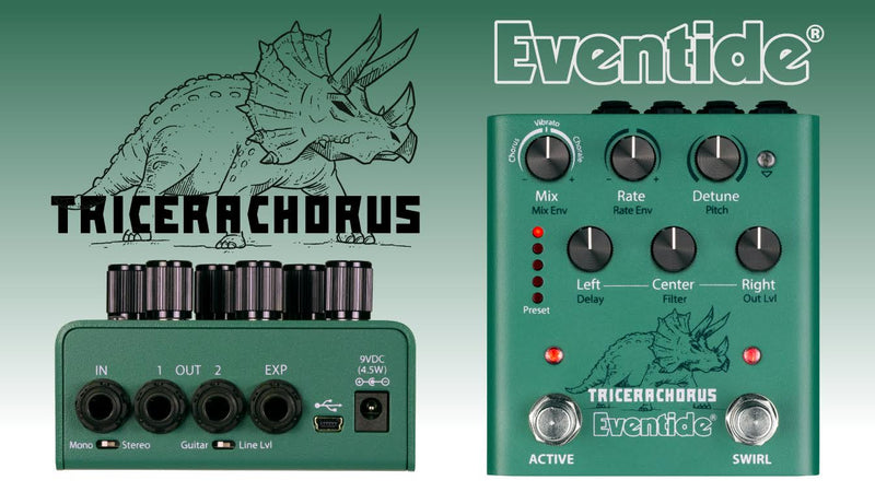 The Eventide Triceratops is an Eventide Tricerachorus Chorus Pedal with deep modulation.