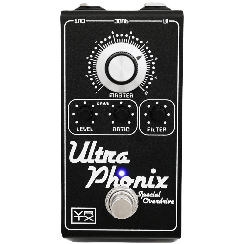 The Vertex Ultra Phonix MKII Overdrive Pedal showcases its D-style tone on a white background, perfect for overdrive fanatics and boutique amplifier enthusiasts.