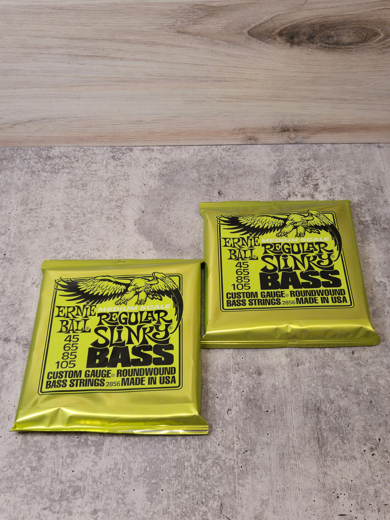 2 PACKS Ernie Ball 2856 Regular Slinky Nickel Wound Medium Scale Electric Bass 45-105