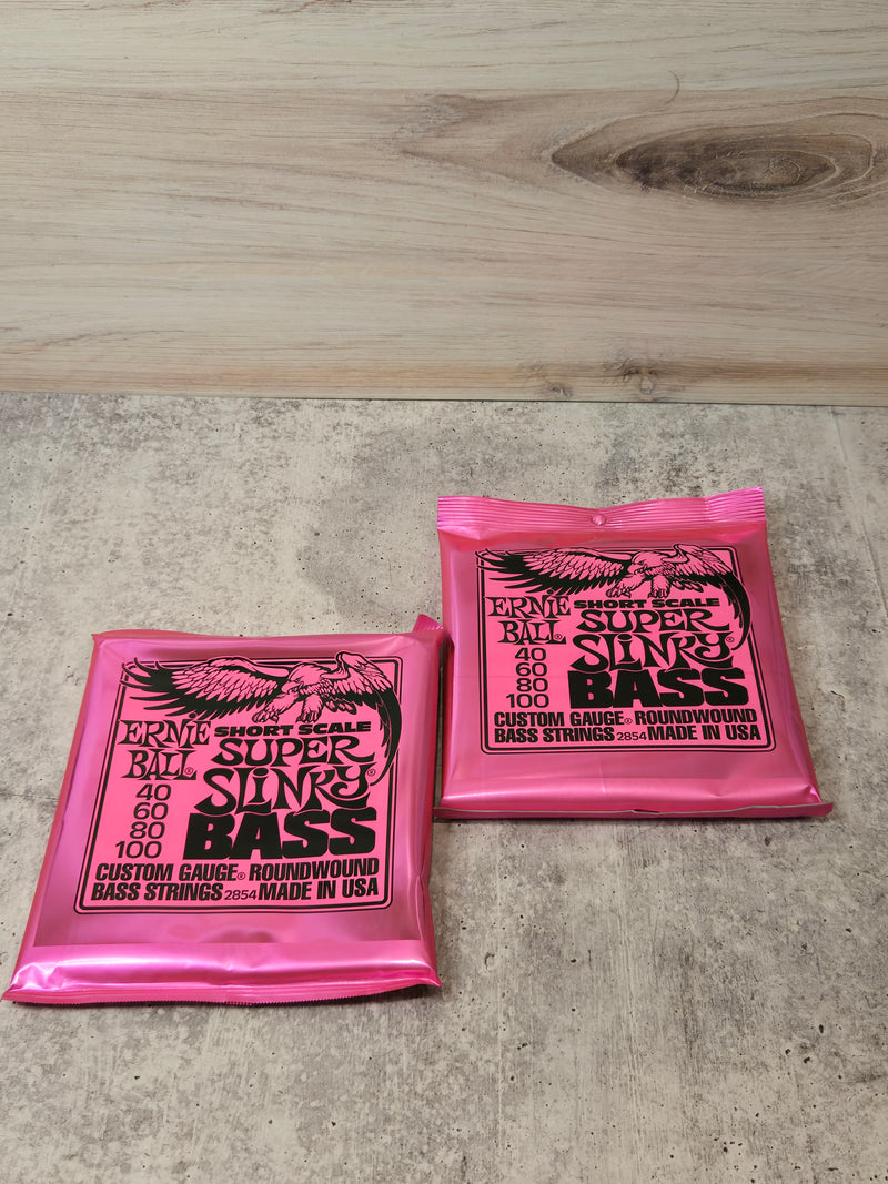 2 PACKS  Ernie Ball 2854 Super Slinky Nickel Wound Short Scale Electric Bass 40-100