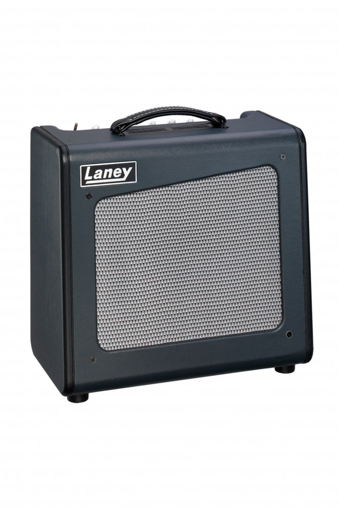 A Laney Cub Super12 guitar amplifier featuring a 1 x 12" HH custom speaker and a sleek black cover.