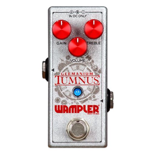 A Wampler Tumnus Germanium guitar pedal with an overdrive circuit and a red knob.