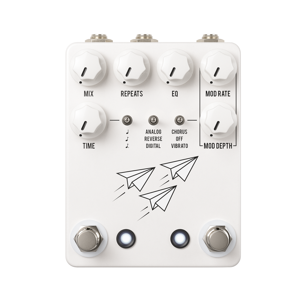 digital chorus pedal JHS Pedals Flight Delay Reverse Analog Digital Chorus Vibrato White