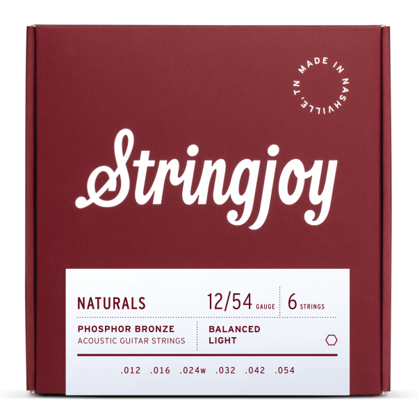 Stringjoy Naturals SJ-NB1254 Light Gauge (12-54) Phosphor Bronze Acoustic Guitar Strings