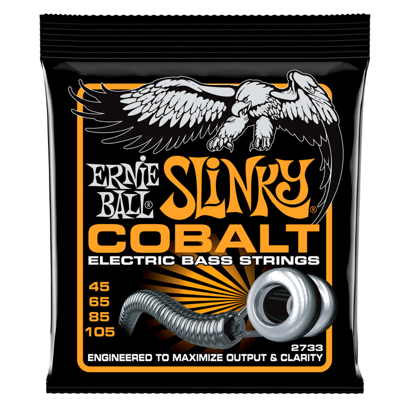 Ernie Ball 2733 Hybrid Slinky Cobalt Electric Bass Strings 45-105 Gauge: The ultimate choice for electric bass players seeking enhanced tone and playability. These high-quality strings are constructed with cobalt alloy, resulting in a vibrant sound.