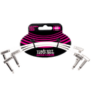 A pack of Ernie Ball 6385 Flat Ribbon Patch Cable 6in - White - 3 Pack 6" guitar picks on a black background, perfect for pedalboard layout.