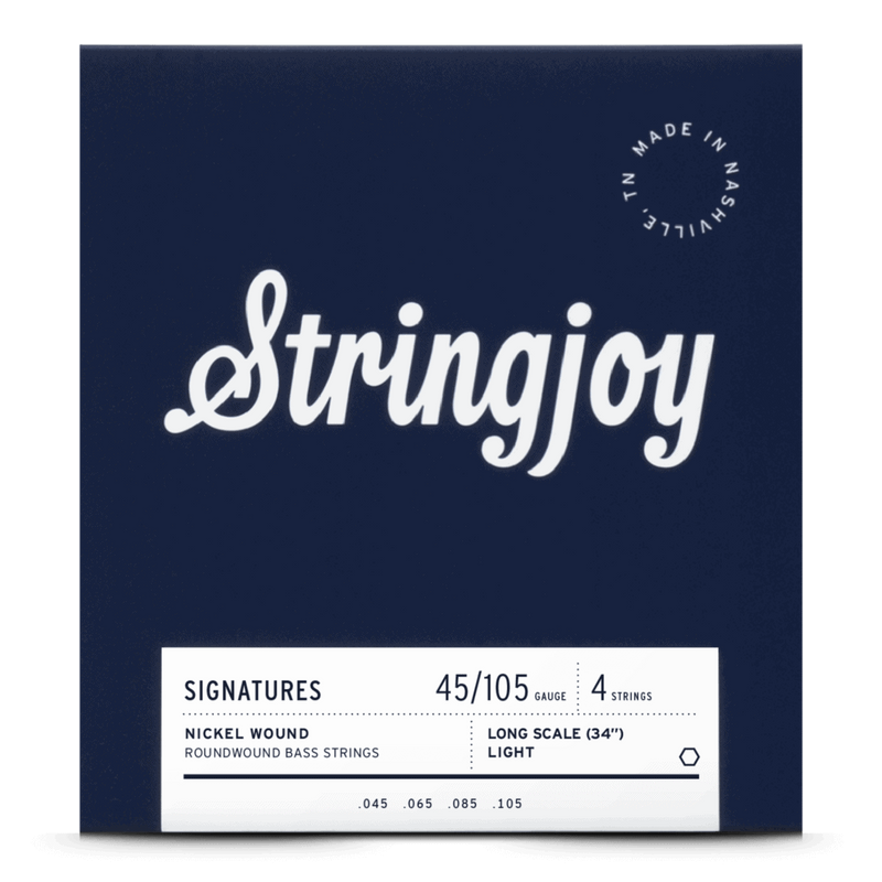 Stringjoy SJ-BA45105LS Light Gauge (45-105) 4 String Long Scale Nickel Wound Bass Guitar Strings