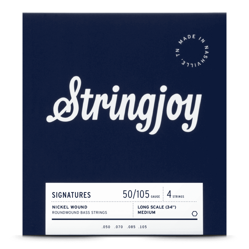 Stringjoy SJ-BA50105LS Medium Gauge (50-105) 4 String Long Scale Nickel Wound Bass Guitar Strings