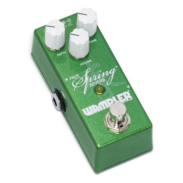 The Wampler Mini Faux Spring Reverb guitar pedal has a knob on it for players looking for mini faux spring reverb effects.