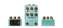 A Universal Audio Del-Verb Ambience Companion Reverb Delay pedal, featuring tube-driven tremolo effects and studio flanger/doubler. This blue pedal is equipped with four buttons and a knob.