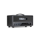 A Bad Cat Jet Black Head amplifier, known as an amp, sits on top of a concrete wall producing powerful sound and adjustable volume levels.