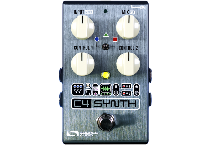 Cly Smith's modular synthesizer includes an effects pedal called the Source Audio C4 Synth Pedal. With this innovative stompbox, Cly is able to create unique sounds and textures on his cymbals.