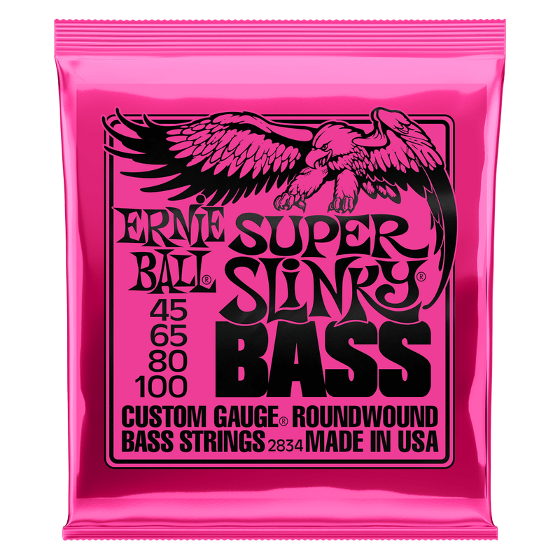 Ernie Ball 2834 Super Slinky Nickel Wound Electric Bass Strings 45-100 Gauge are nickel wound strings that are designed specifically for electric bass guitars.