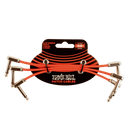 A package of high-quality Ernie Ball 6402 Flat Ribbon Patch Cable 6in - Red - 3 Pack 6" orange guitar picks for an optimized pedalboard layout.