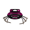 A set of Ernie Ball 6221 Flat Ribbon Patch Cables 6in - Black - 3 Pack 6" in an Ernie Ball package.