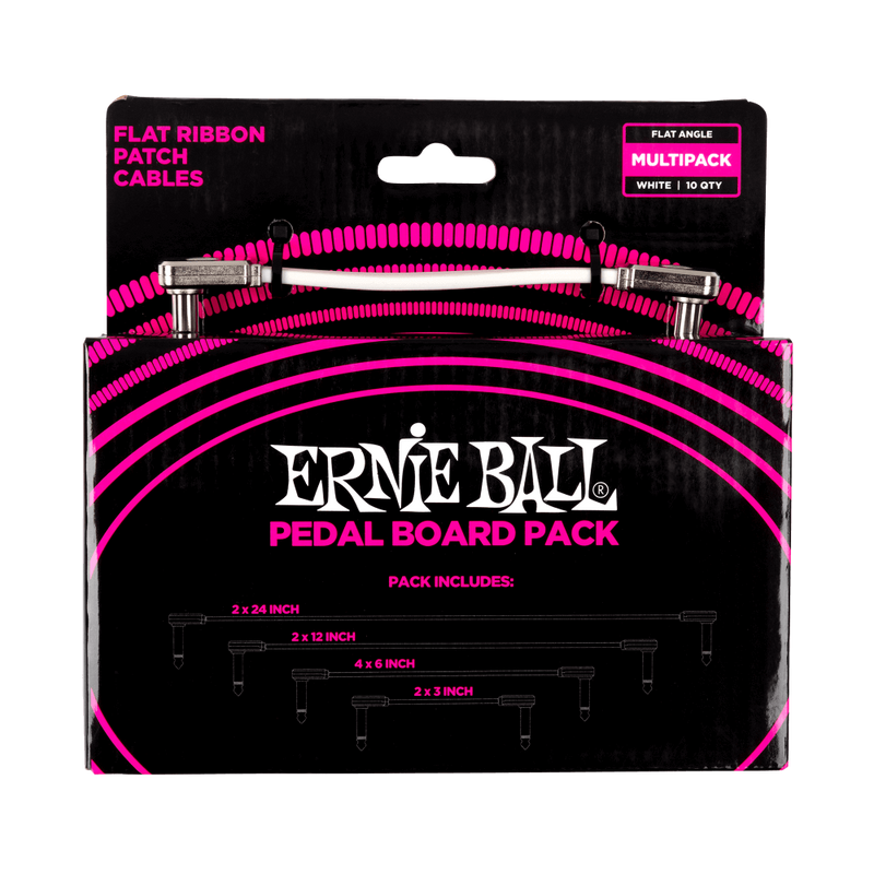 Ernie Ball offers a convenient Ernie Ball 6387 Flat Ribbon Patch Cables Pedalboard Multi-Pack - White that includes a pack of patch cables featuring their innovative flat cable design.