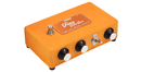 A Warm Audio Foxy Tone Box Fuzz guitar pedal with black knobs featuring premium parts.