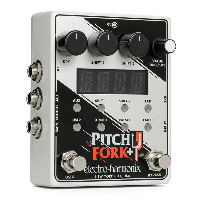 Experience the transformative power of pitch shifting with the Electro-Harmonix Pitch Fork®+. This electric synthesizer, equipped with a versatile j fork design, allows you to effortlessly produce creative and unique sounds.