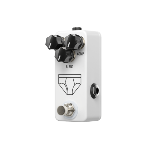 The JHS Whitey Tighty Compressor, a white pedal with two knobs on it, provides FET compression to blend in compression seamlessly.