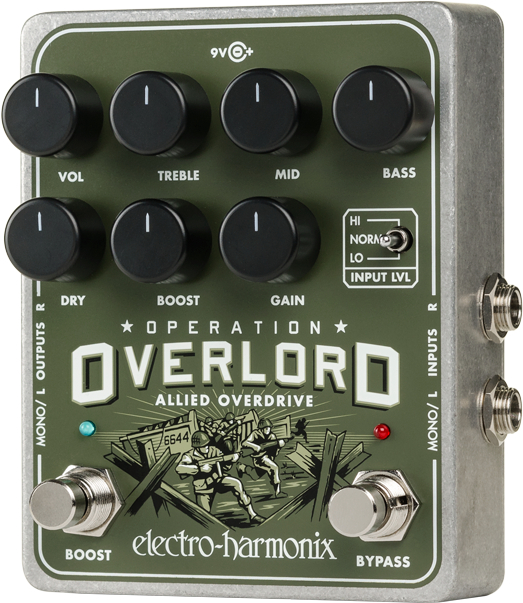 Electro-Harmonix Operation Overlord Allied Overdrive: A versatile multi-instrument with stereo overdrive/distortion capabilities.