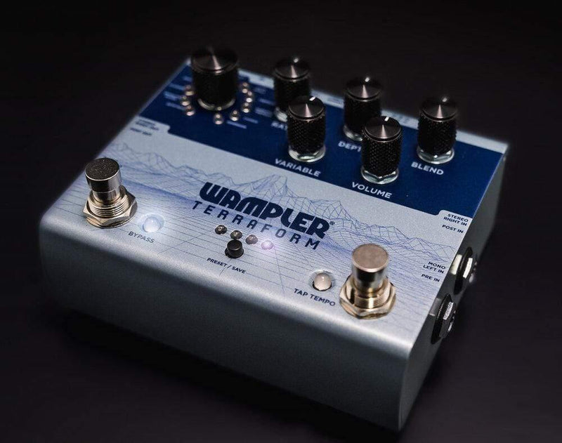 A Wampler Terraform Multieffects Multi pedal with a knob on it.